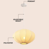 Kira 18.38" 1-Light Scandinavian Japandi Adjustable Lantern Metal with Ribbed Cocoon UFO Saucer Shade LED Pendant