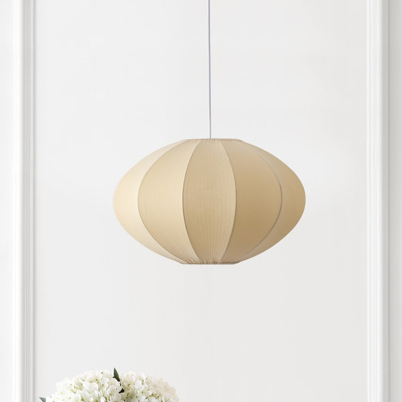 Kira 18.38" 1-Light Scandinavian Japandi Adjustable Lantern Metal with Ribbed Cocoon UFO Saucer Shade LED Pendant