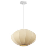Kira 18.38" 1-Light Scandinavian Japandi Adjustable Lantern Metal with Ribbed Cocoon UFO Saucer Shade LED Pendant