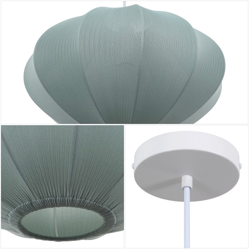Kira 18.38" 1-Light Scandinavian Japandi Adjustable Lantern Metal with Ribbed Cocoon UFO Saucer Shade LED Pendant