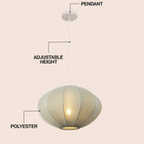 Kira 18.38" 1-Light Scandinavian Japandi Adjustable Lantern Metal with Ribbed Cocoon UFO Saucer Shade LED Pendant