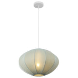 Kira 18.38" 1-Light Scandinavian Japandi Adjustable Lantern Metal with Ribbed Cocoon UFO Saucer Shade LED Pendant
