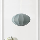 Kira 18.38" 1-Light Scandinavian Japandi Adjustable Lantern Metal with Ribbed Cocoon UFO Saucer Shade LED Pendant
