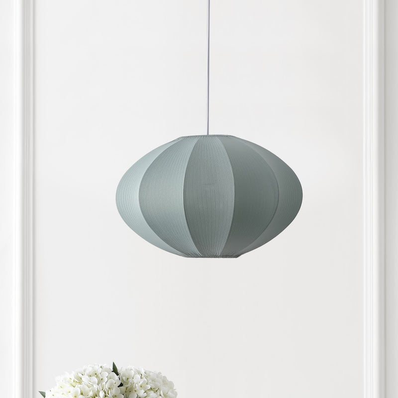 Kira 18.38" 1-Light Scandinavian Japandi Adjustable Lantern Metal with Ribbed Cocoon UFO Saucer Shade LED Pendant