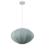 Kira 18.38" 1-Light Scandinavian Japandi Adjustable Lantern Metal with Ribbed Cocoon UFO Saucer Shade LED Pendant