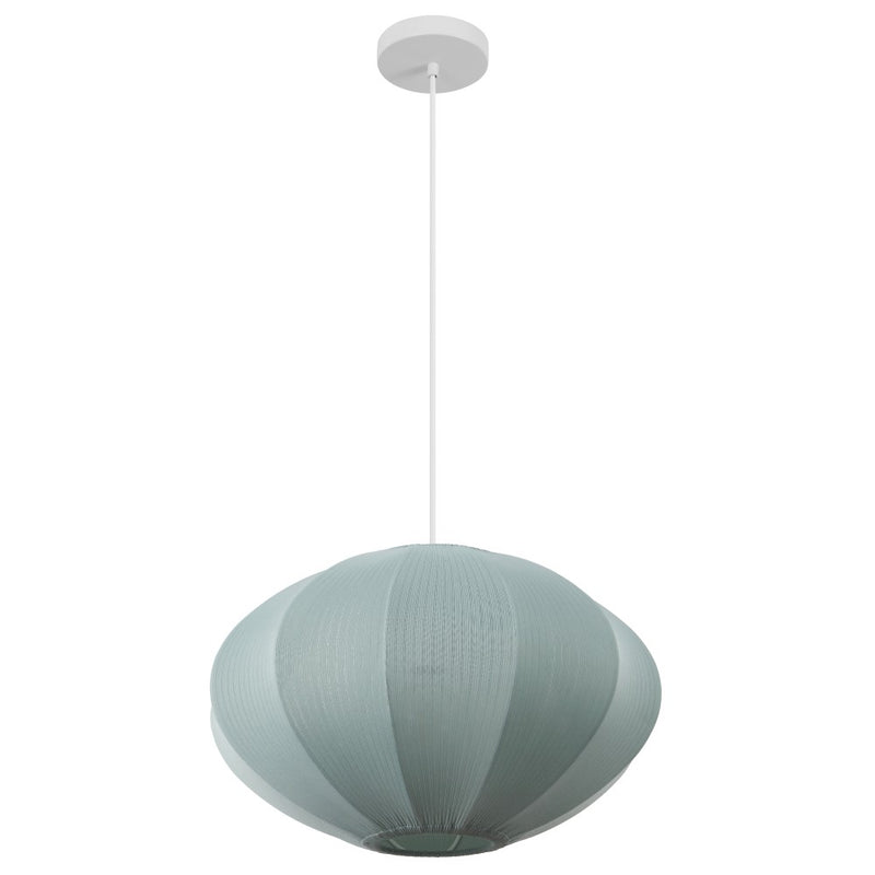 Kira 18.38" 1-Light Scandinavian Japandi Adjustable Lantern Metal with Ribbed Cocoon UFO Saucer Shade LED Pendant