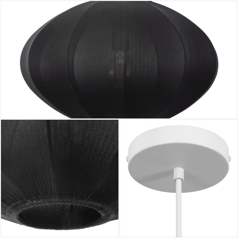 Kira 18.38" 1-Light Scandinavian Japandi Adjustable Lantern Metal with Ribbed Cocoon UFO Saucer Shade LED Pendant