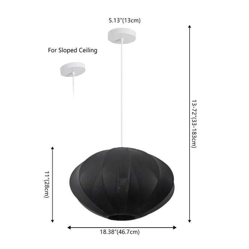 Kira 18.38" 1-Light Scandinavian Japandi Adjustable Lantern Metal with Ribbed Cocoon UFO Saucer Shade LED Pendant
