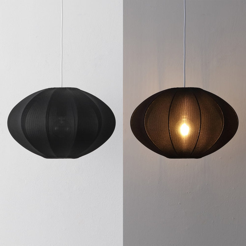 Kira 18.38" 1-Light Scandinavian Japandi Adjustable Lantern Metal with Ribbed Cocoon UFO Saucer Shade LED Pendant
