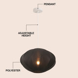 Kira 18.38" 1-Light Scandinavian Japandi Adjustable Lantern Metal with Ribbed Cocoon UFO Saucer Shade LED Pendant