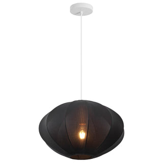 Kira 18.38" 1-Light Scandinavian Japandi Adjustable Lantern Metal with Ribbed Cocoon UFO Saucer Shade LED Pendant