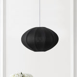 Kira 18.38" 1-Light Scandinavian Japandi Adjustable Lantern Metal with Ribbed Cocoon UFO Saucer Shade LED Pendant