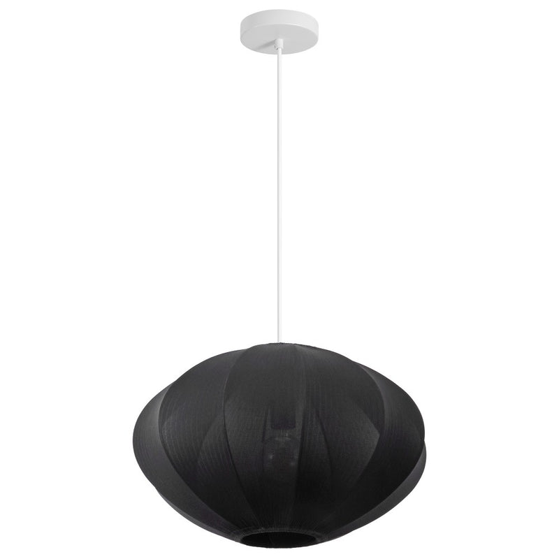 Kira 18.38" 1-Light Scandinavian Japandi Adjustable Lantern Metal with Ribbed Cocoon UFO Saucer Shade LED Pendant