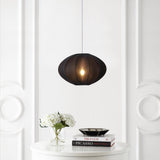 Kira 18.38" 1-Light Scandinavian Japandi Adjustable Lantern Metal with Ribbed Cocoon UFO Saucer Shade LED Pendant