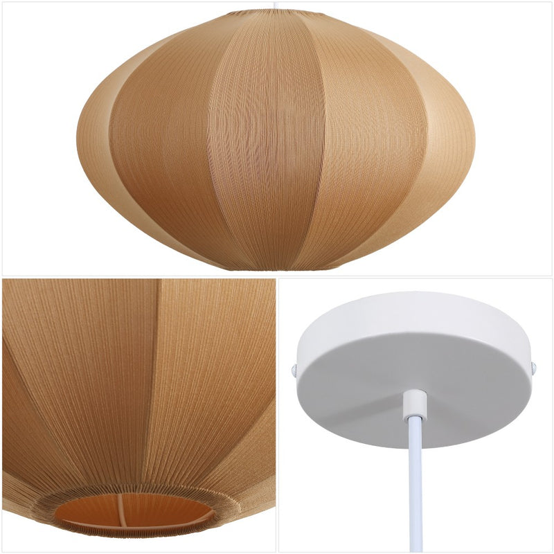 Kira 18.38" 1-Light Scandinavian Japandi Adjustable Lantern Metal with Ribbed Cocoon UFO Saucer Shade LED Pendant