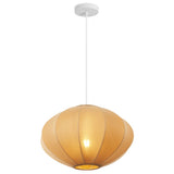 Kira 18.38" 1-Light Scandinavian Japandi Adjustable Lantern Metal with Ribbed Cocoon UFO Saucer Shade LED Pendant