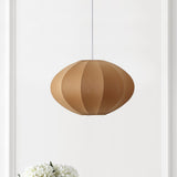 Kira 18.38" 1-Light Scandinavian Japandi Adjustable Lantern Metal with Ribbed Cocoon UFO Saucer Shade LED Pendant