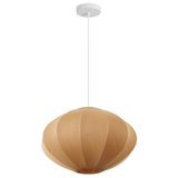 Kira 18.38" 1-Light Scandinavian Japandi Adjustable Lantern Metal with Ribbed Cocoon UFO Saucer Shade LED Pendant