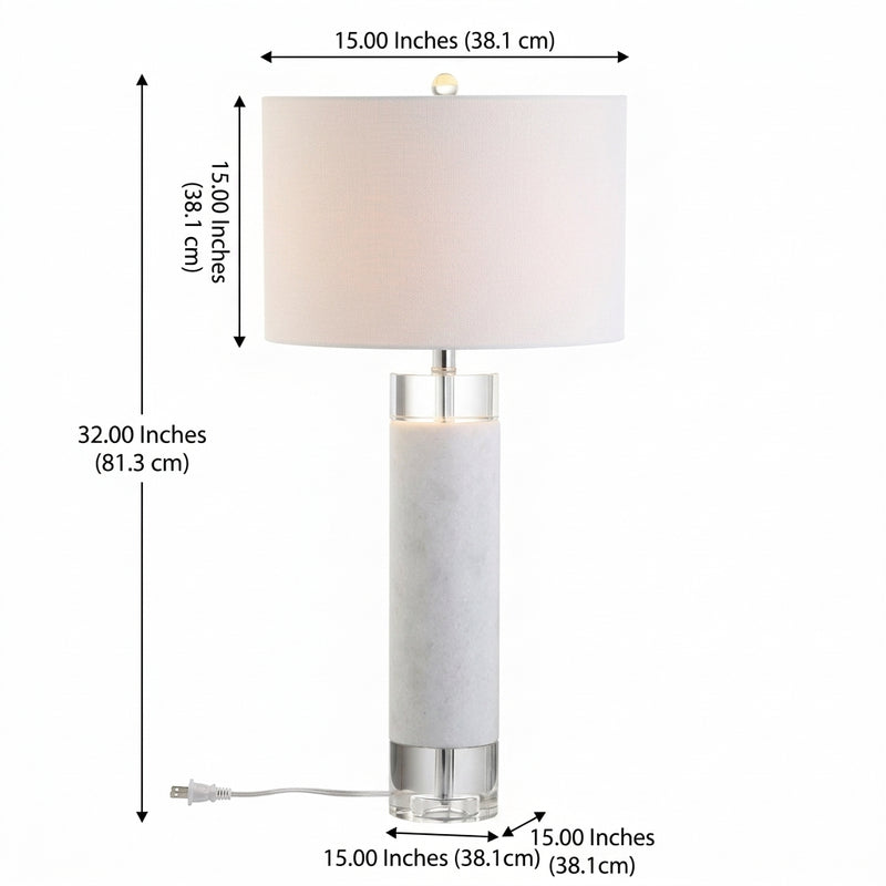 Hunter 32" Marble/Crystal LED Table Lamp White – DIM