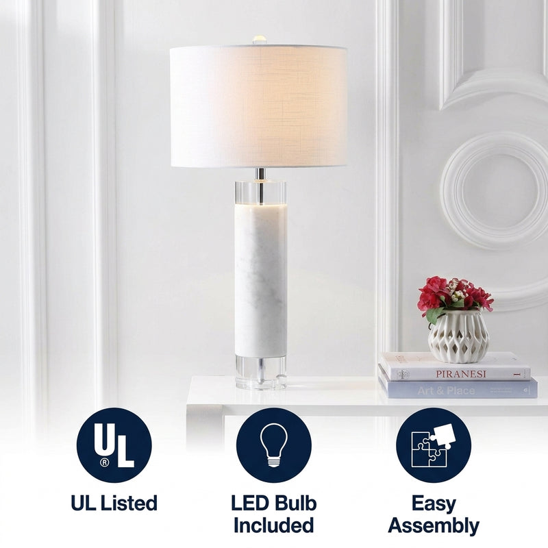 Hunter 32" Marble/Crystal LED Table Lamp White – ICONS