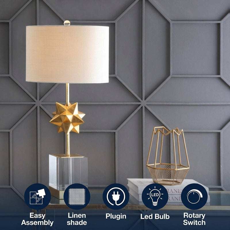 Estelle 32" LED Metal/Crystal Table Lamp Clear/Gold Leaf – ICONS