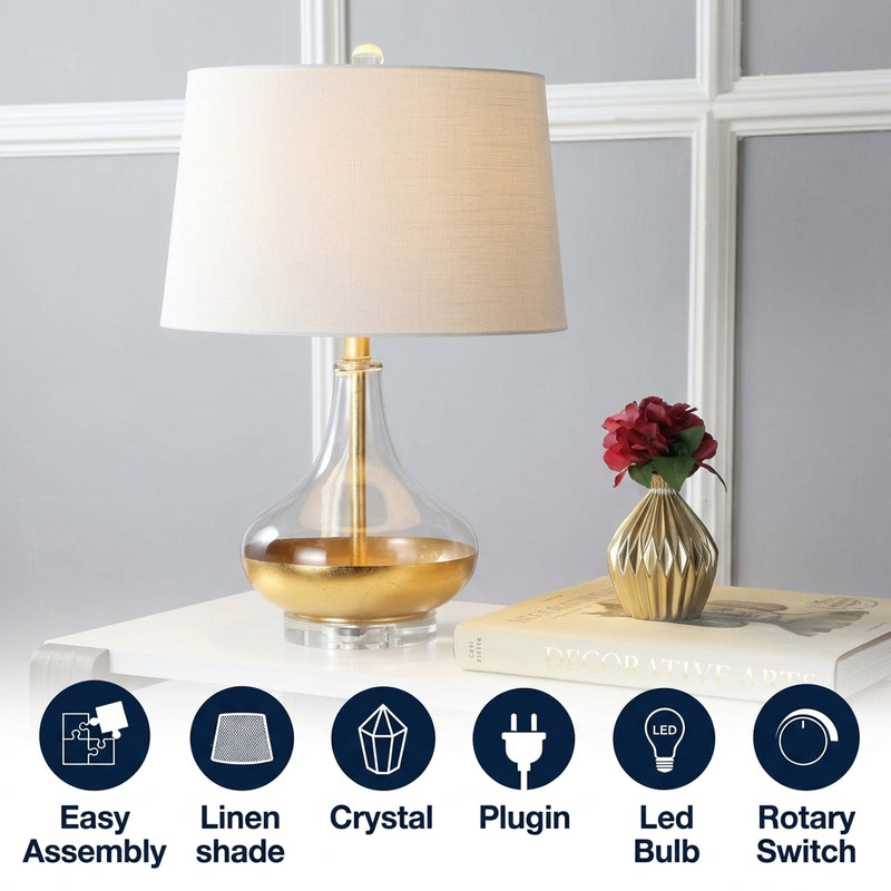 West 24.5" Glass LED Table Lamp Gold Leaf – ICONS