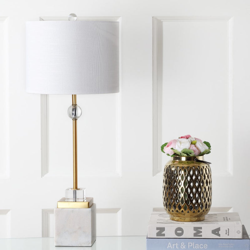 Dawson 30" Marble/Crystal LED Table Lamp - JONATHAN Y