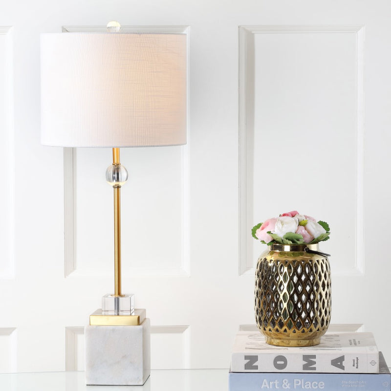 Dawson 30" Marble/Crystal LED Table Lamp - JONATHAN Y