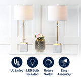 Dawson 30" Marble/Crystal LED Table Lamp Set 2