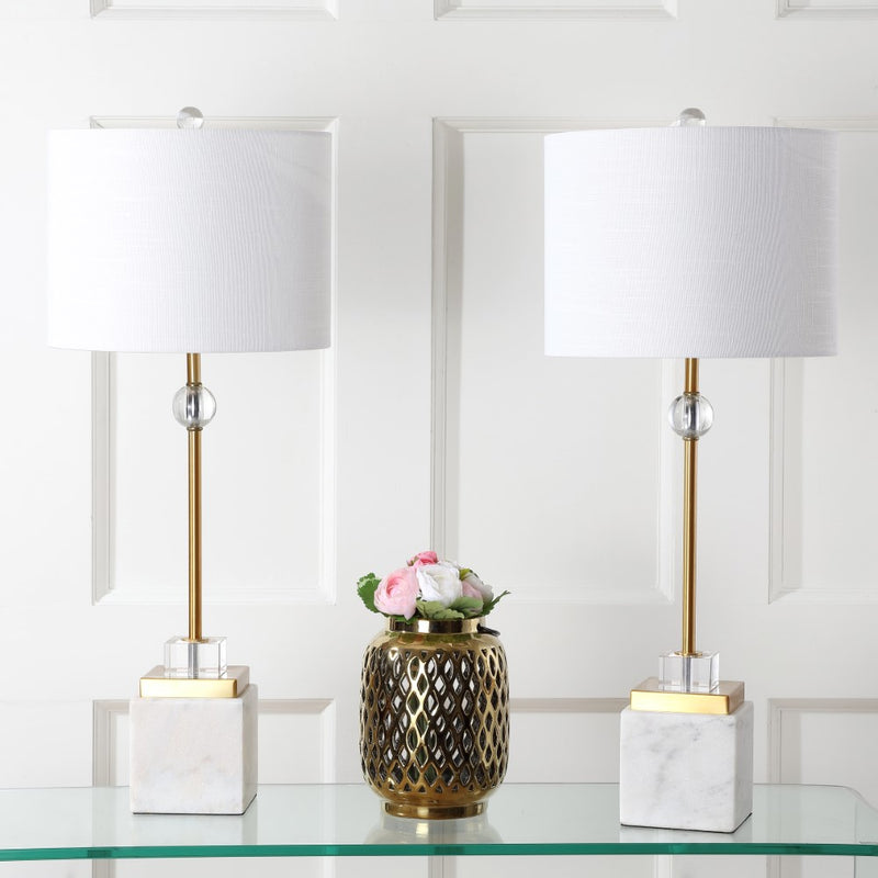 Dawson 30" Marble/Crystal LED Table Lamp - JONATHAN Y