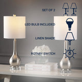 Dylan 25" Metal/Crystal Teardrop LED Table Lamp - JONATHAN Y