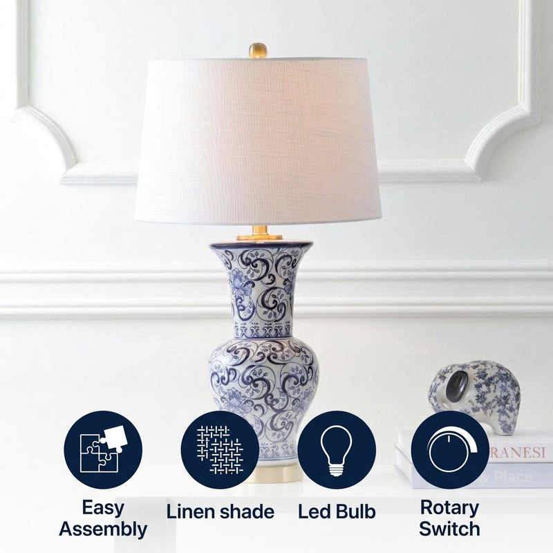 Leo 28.5" Chinoiserie LED Table Lamp Blue/White – ICONS