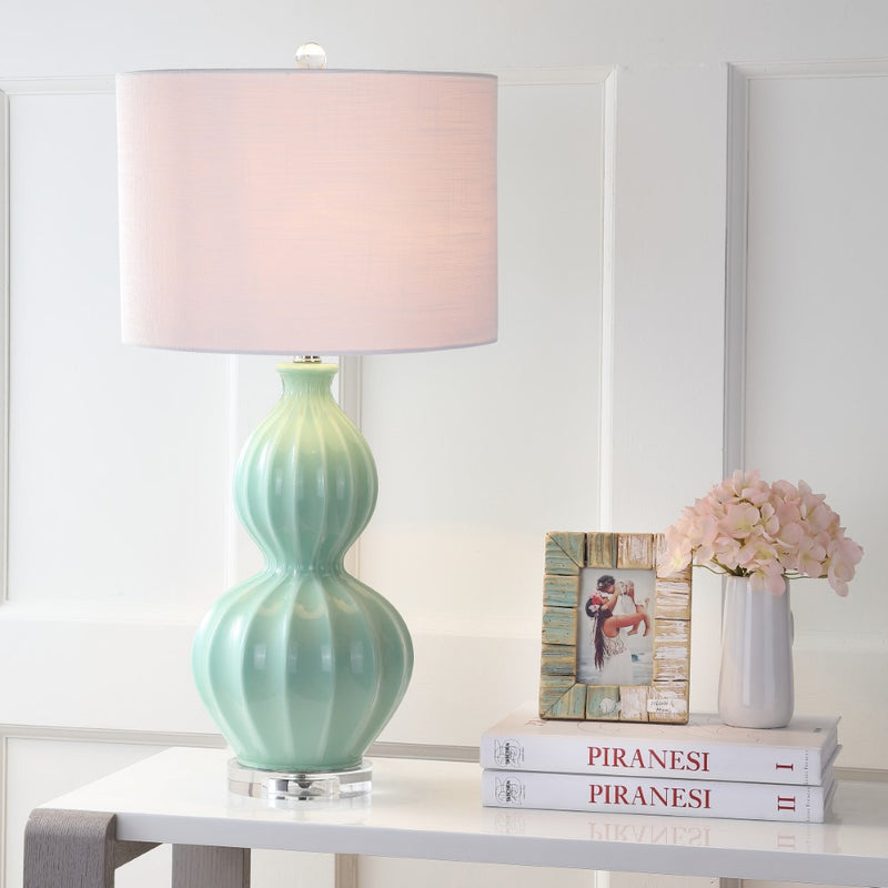 Faye 28" Glass LED Table Lamp - JONATHAN Y