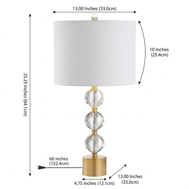 Ashley 25.25" Crystal LED Table Lamp Clear/Brass – DIM