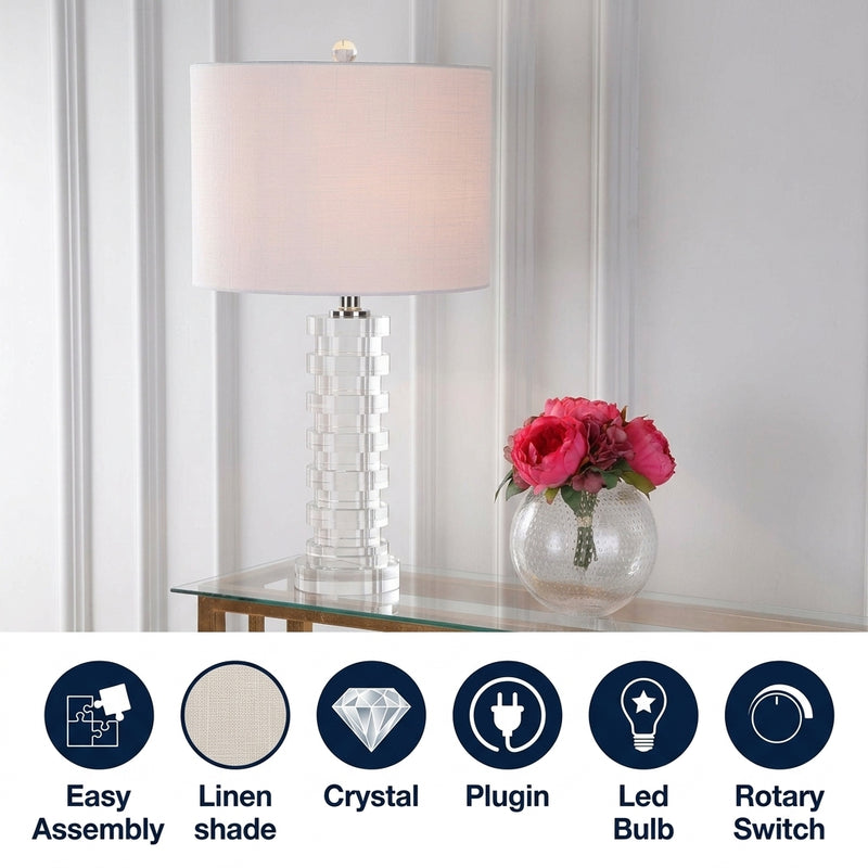 Sasha 25" Crystal LED Table Lamp Clear – ICONS