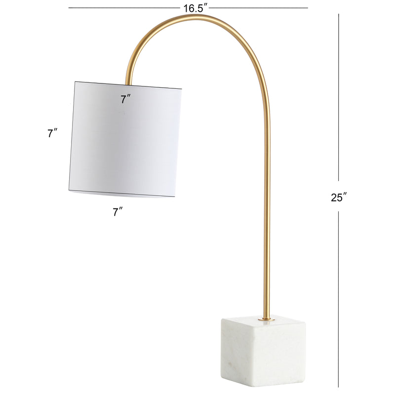 Fisher 25" Marble/Brass LED Table Lamp - JONATHAN Y