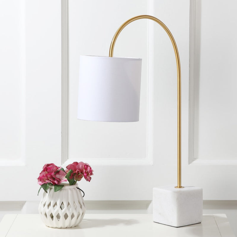 Fisher 25" Marble/Brass LED Table Lamp - JONATHAN Y