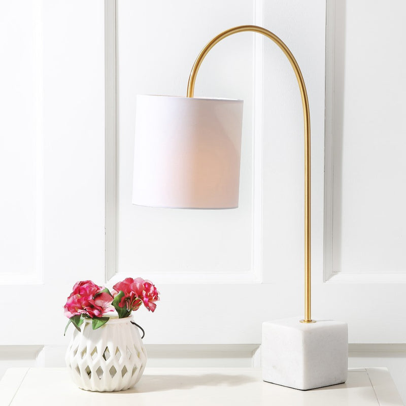 Fisher 25" Marble/Brass LED Table Lamp - JONATHAN Y