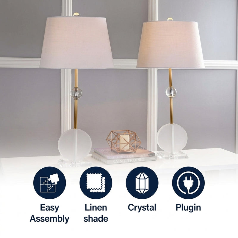 Spencer 34" Crystal/Metal LED Table Lamp Set 2 Brass (Set of 2) – ICONS