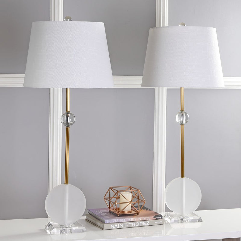 Spencer 34" Crystal/Metal LED Table Lamp - JONATHAN Y