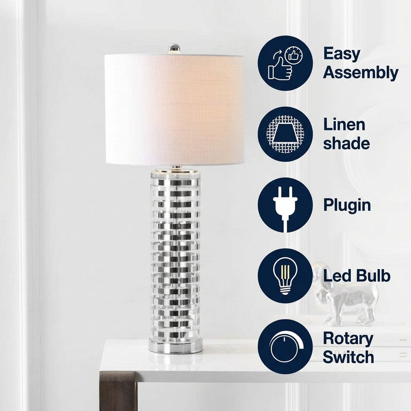 Thompson 29.5" Glass LED Table Lamp Clear/Chrome – ICONS