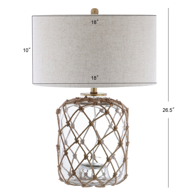 Mer 26.5" Glass and Rope LED Table Lamp - JONATHAN Y