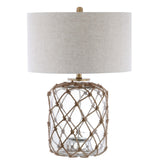 Mer 26.5" Glass and Rope LED Table Lamp - JONATHAN Y