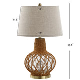 Joseph 28.5" Glass /Rope LED Table Lamp - JONATHAN Y
