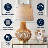 Joseph 28.5" Glass /Rope LED Table Lamp Brown/Clear – ICONS