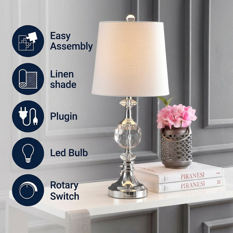 Channing 25.5" LED Crystal/Metal Table Lamp Clear/Chrome – ICONS