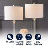 Mark 28" Crystal/Metal LED Table Lamp Set 2 Clear/Brass Gold (Set of 2) – ICONS