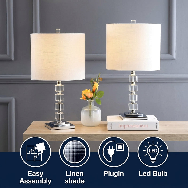 Barnard 22" LED Crystal/Metal Table Lamp Set 2 Clear (Set of 2) – ICONS