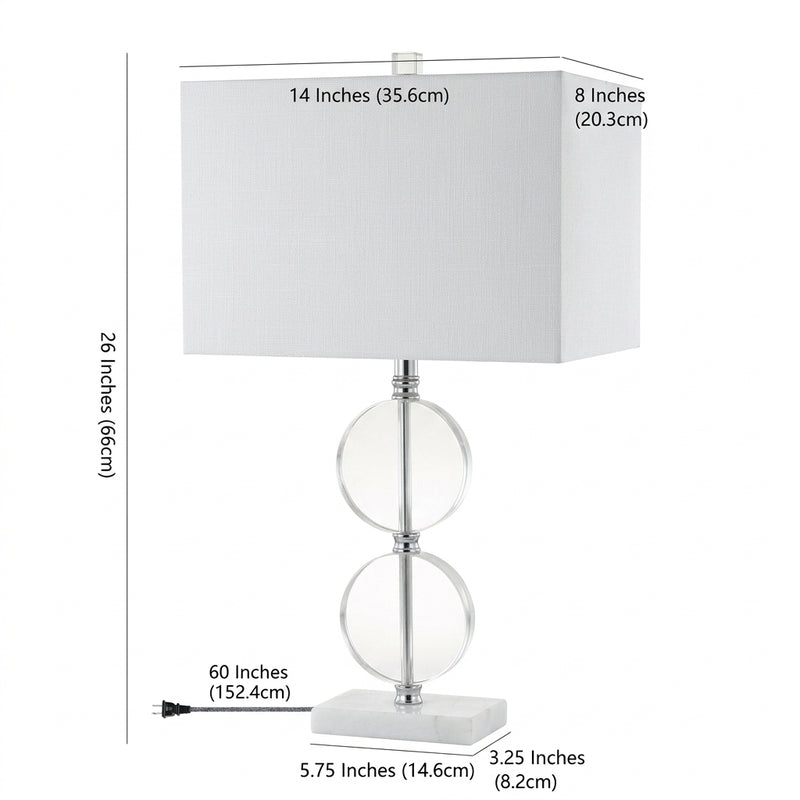 Richard 26" Crystal/Marble LED Table Lamp Clear/White – DIM