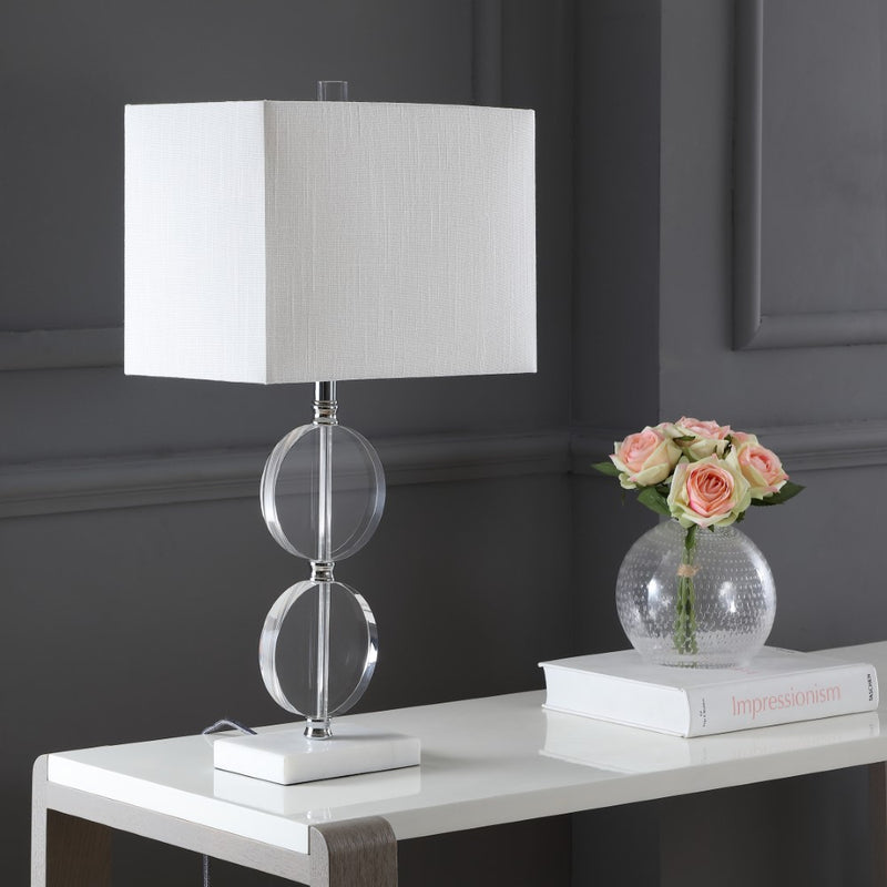 Richard 26" Crystal/Marble LED Table Lamp - JONATHAN Y